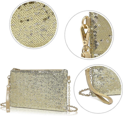 Damen Fashion Pailletten Clutch Mini Umhängetasche für