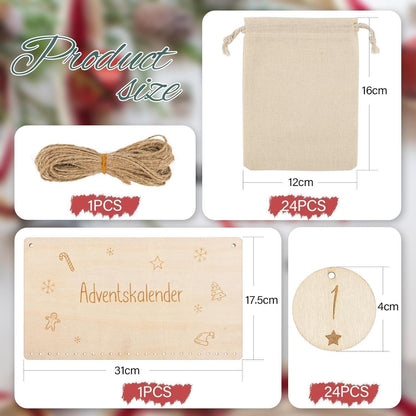 Adventskalender Weihnachtskalender Baumwolltasche Kinder