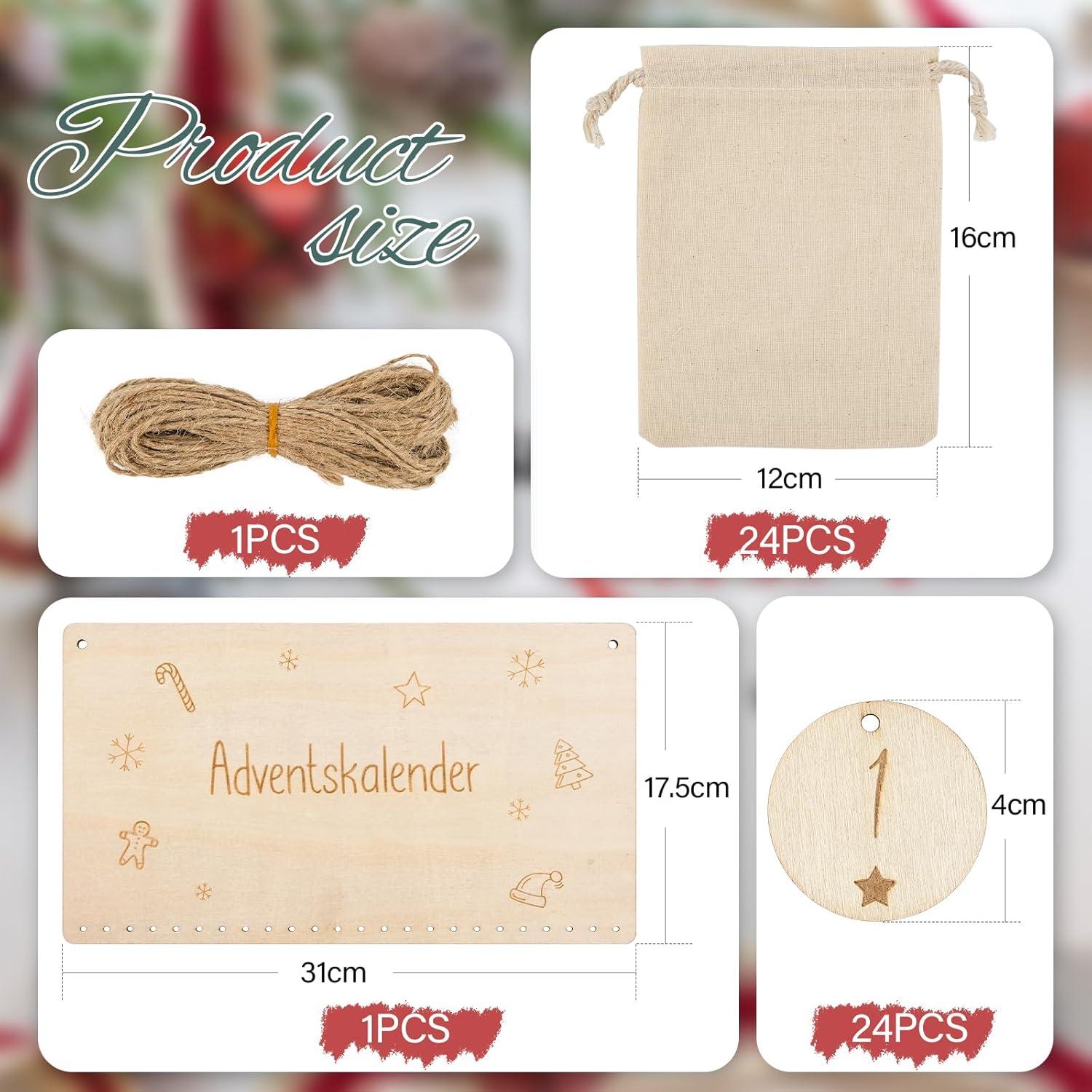 Adventskalender Weihnachtskalender Baumwolltasche Kinder