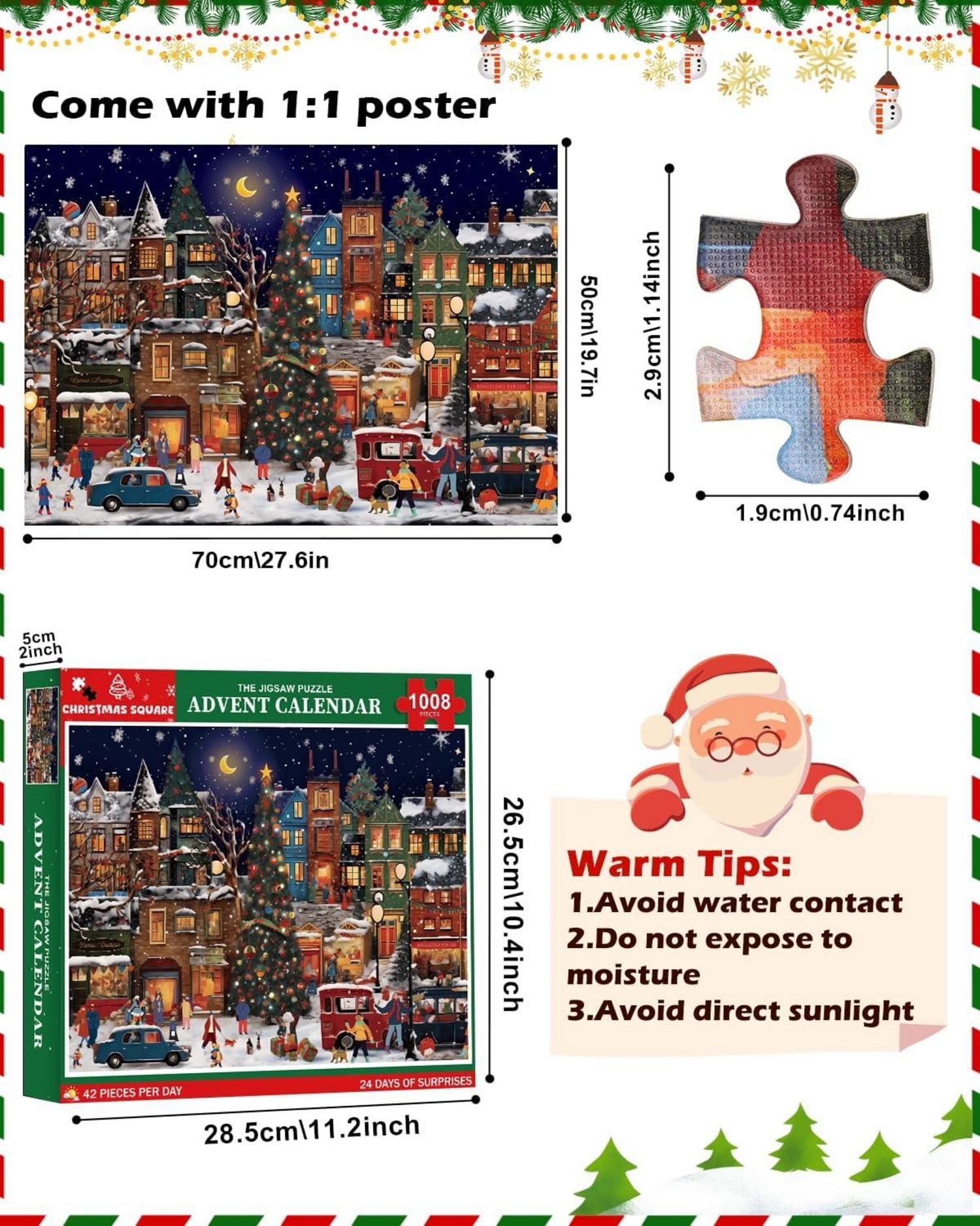 Adventskalender 2024 Jigsaw Puzzle Weihnachten Geschenk 1008 Teile Strandtuch