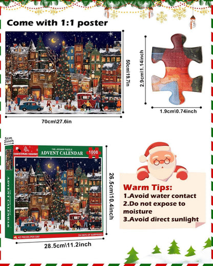 Adventskalender 2024 Jigsaw Puzzle Weihnachten Geschenk 1008 Teile Strandtuch