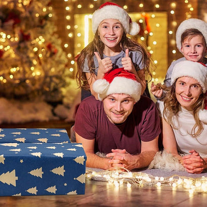 Weihnachtsgeschenkpapierrolle Kraftpapier blau mit