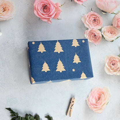 Weihnachtsgeschenkpapierrolle Blau Kraftpapier 15m x 43cm umweltfreundlich