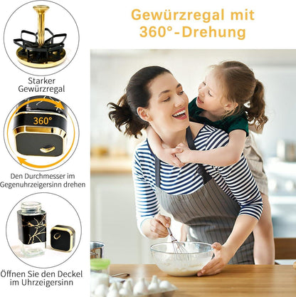 Marmorierter Gewürzregal Stehend 6 x 120ml Spice Rack aus Edelstahl