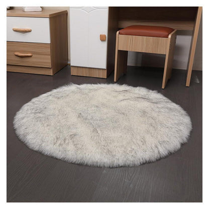 Runder Schaffellteppich Flauschig Weißgrau 150x150cm