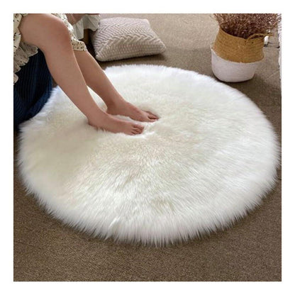 Runder Schaffellteppich Lila Flauschig 120cm Kunstfell Teppich