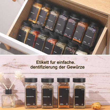 24x 120ml Gewürzgläser Set mit Streueinsatz und Etiketten