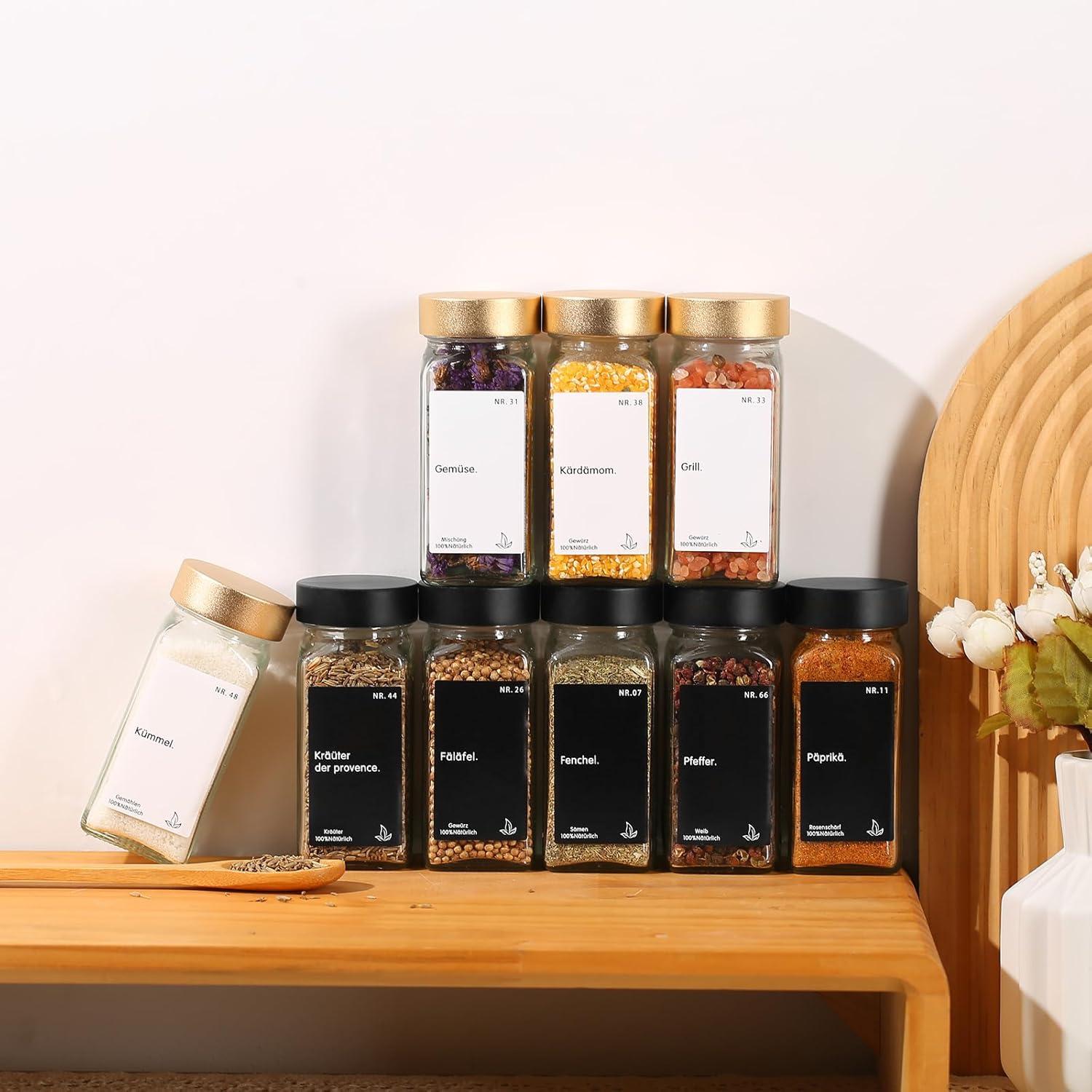 24x 120ml Gewürzgläser Set mit Streueinsatz und Etiketten