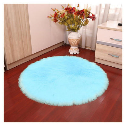 Runder Schaffellteppich Himmelblau – Flauschig & Weich 120cm