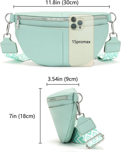 Bauchtasche Damen - Hellgrün Gürteltasche Crossbody Bag Leder