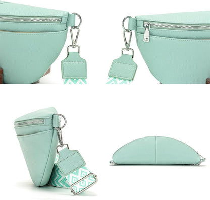 Bauchtasche Damen Hellgrün 30 cm Umhängetasche mittelgroß Gürteltasche