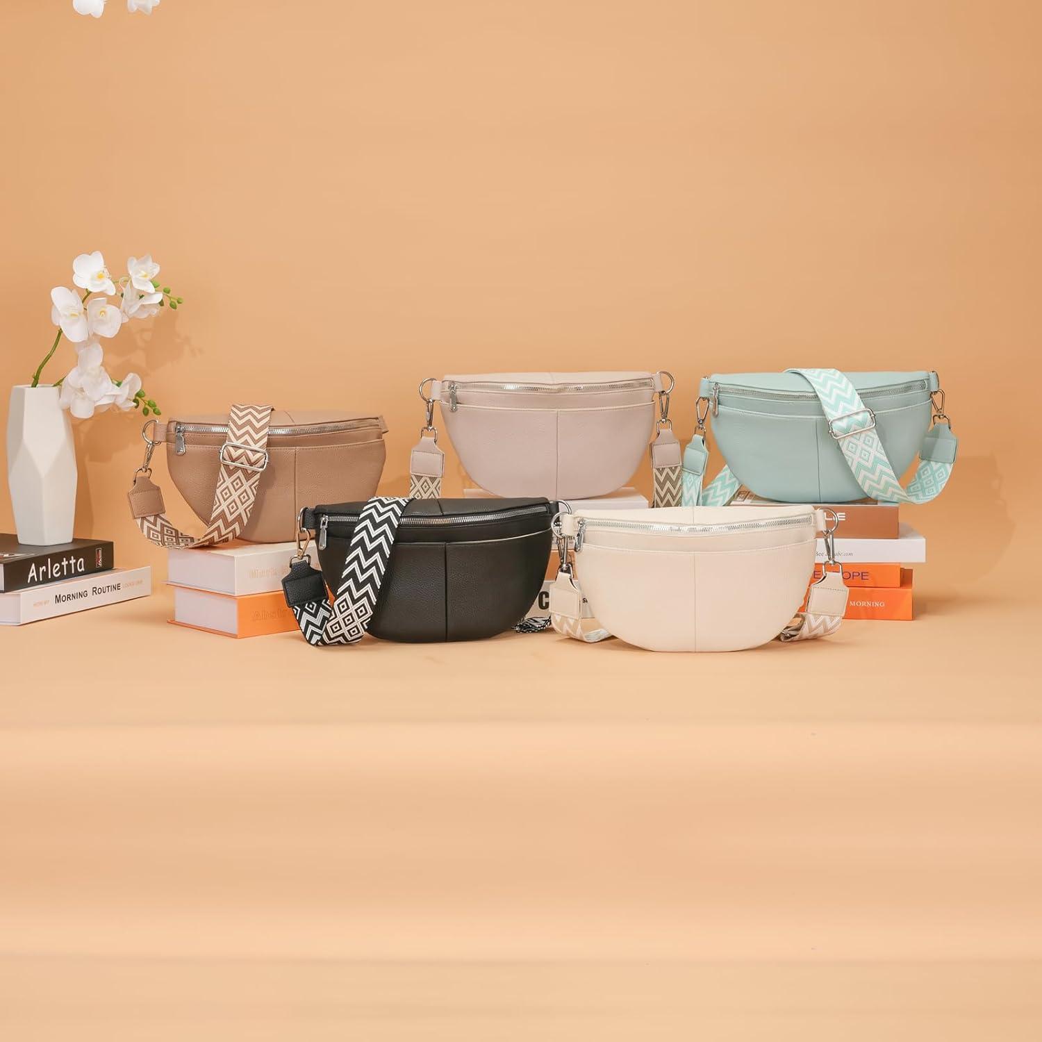 Bauchtasche Damen - Hellgrün Gürteltasche Crossbody Bag Leder