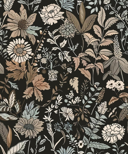 Selbstklebende Tapete Blatt Blume Retro-Stil Braun 0.4W x 3L m
