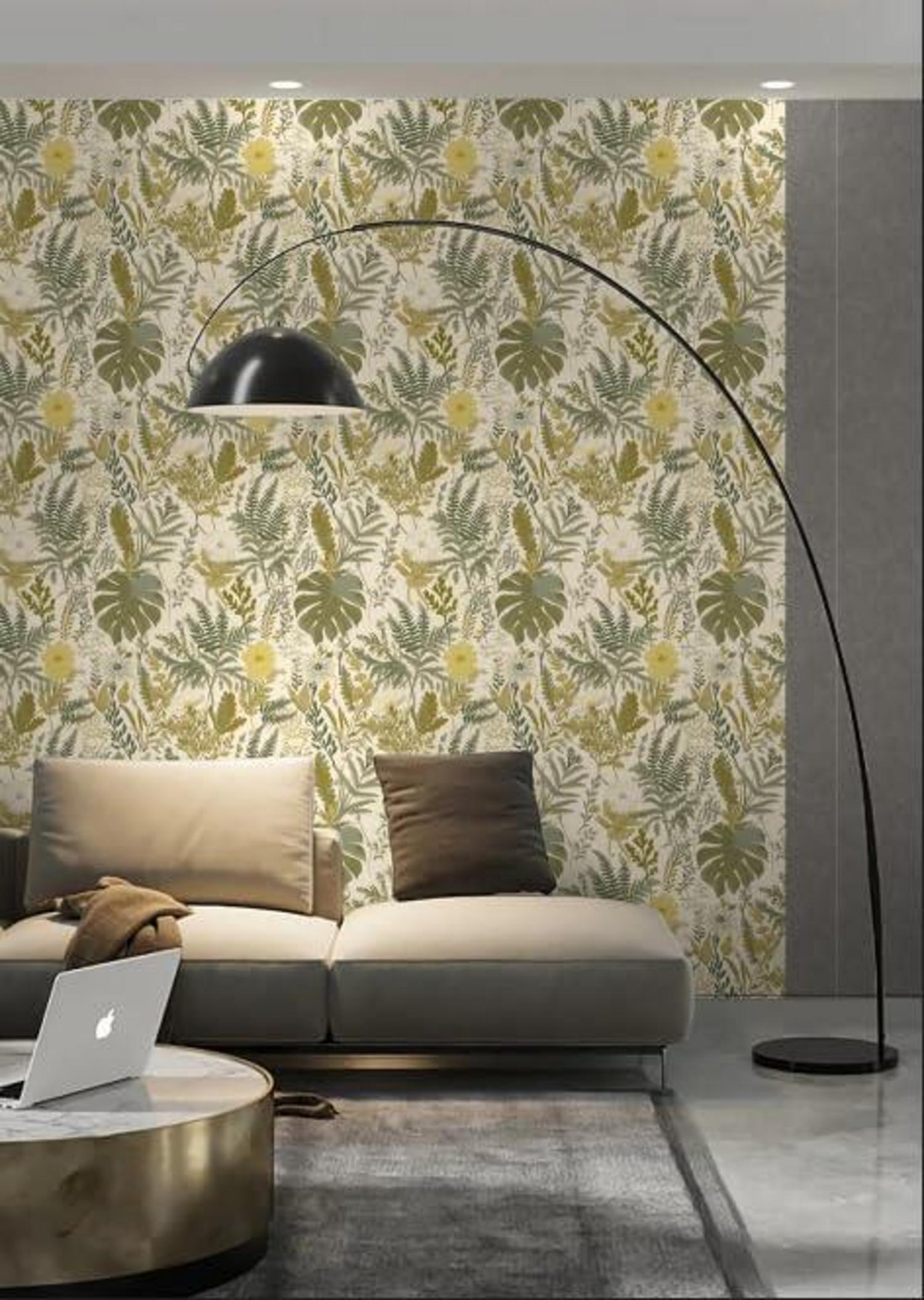 Selbstklebende Tapete Blatt Blume Botanik Gelbgrün 44x1000cm PVC