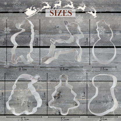 Weihnachts Ausstechformen Set 6 Stücke Weihnachtsmotiv Edelstahl 304 - Backen an den Feiertagen