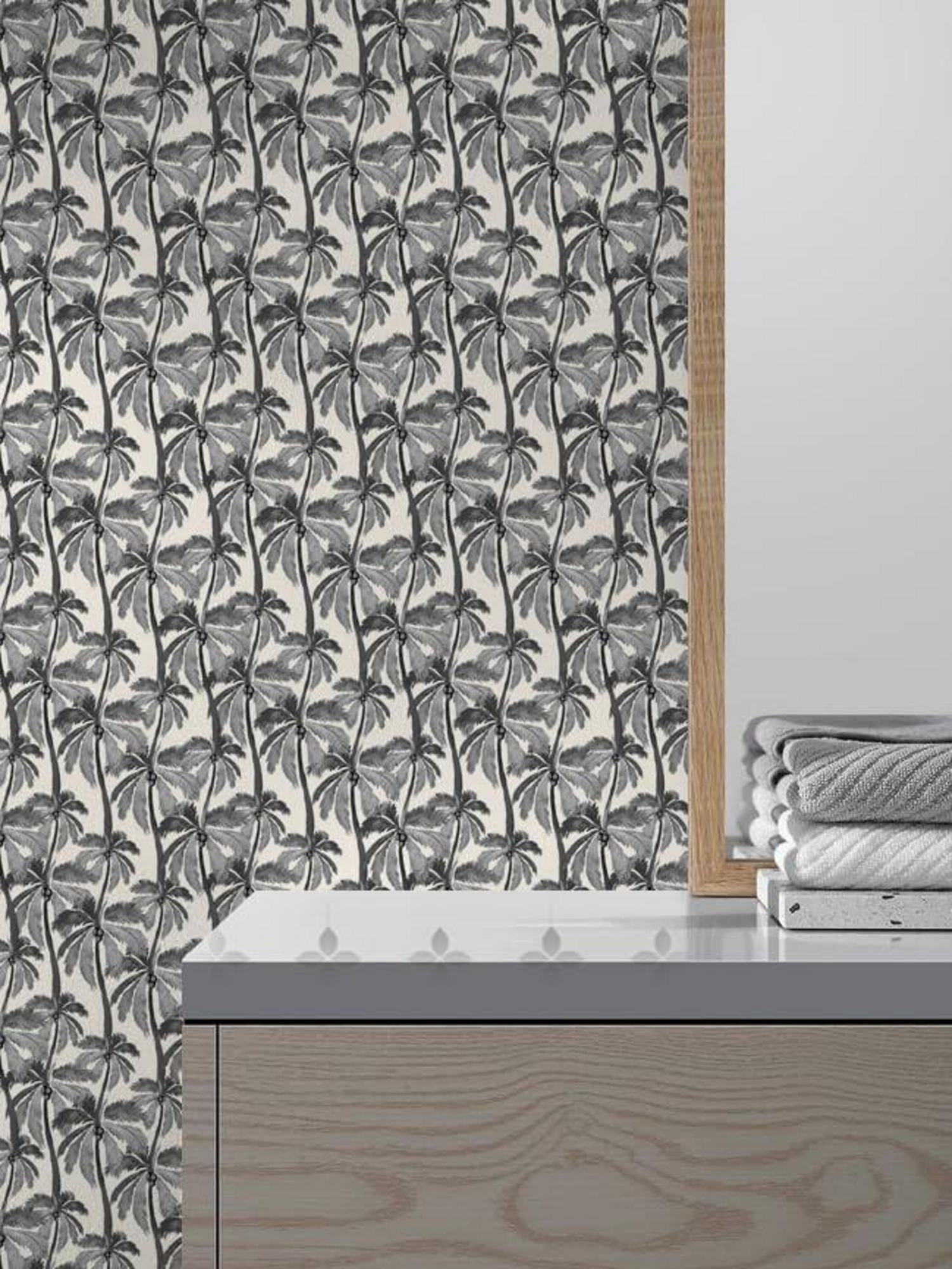 Selbstklebende Tapete Kokoswald Beige Schwarz 0.4W x 10L m