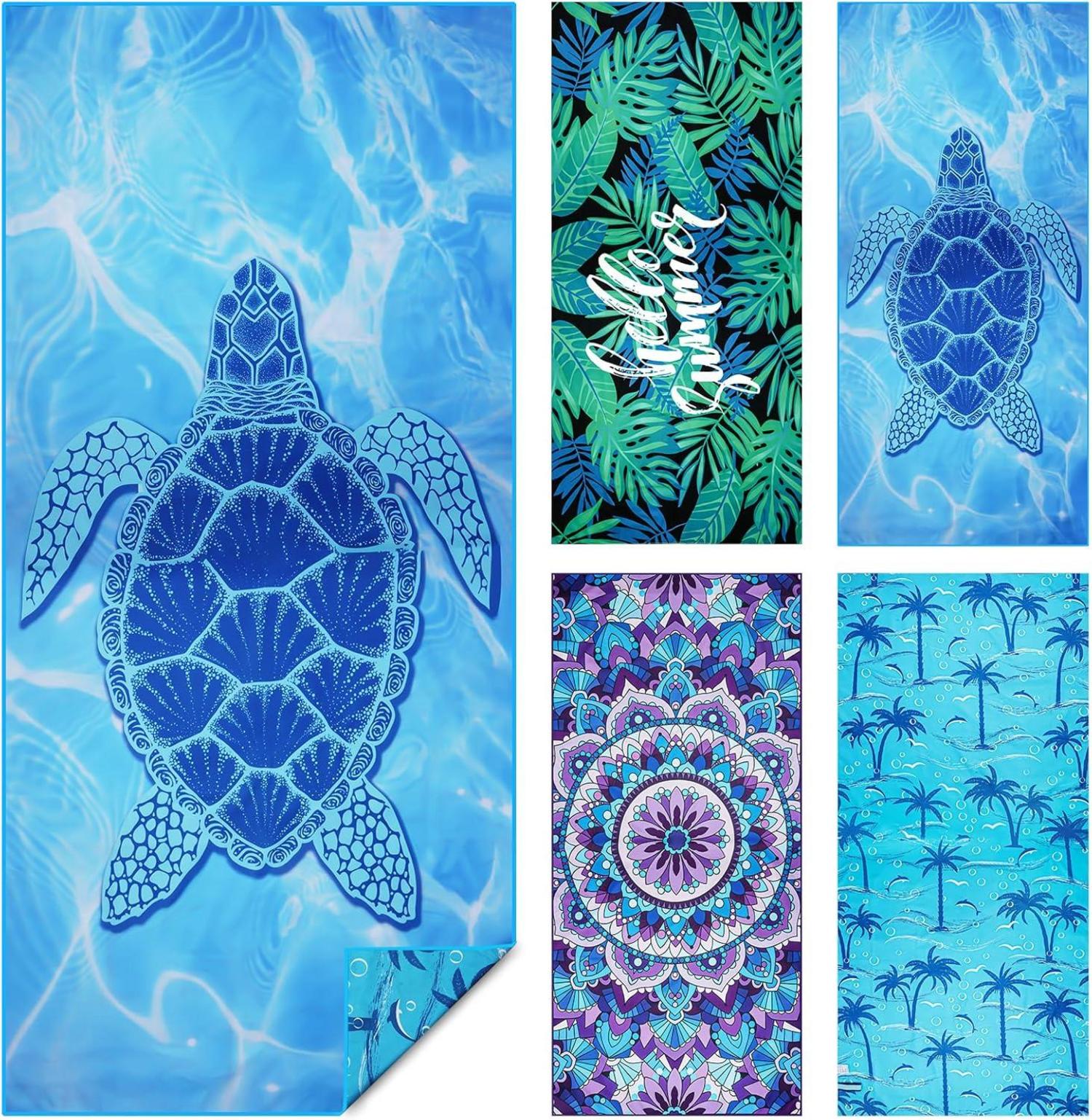 Mikrofaser Strandtuch 2er Pack 180x80cm Sandfrei Saugfähig