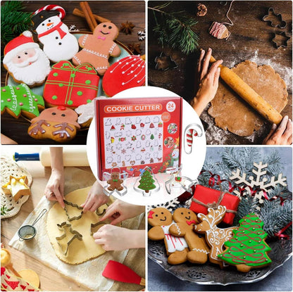 24er Set Weihnachts Ausstechformen Edelstahl Backformen Plätzchen Lebkuchen