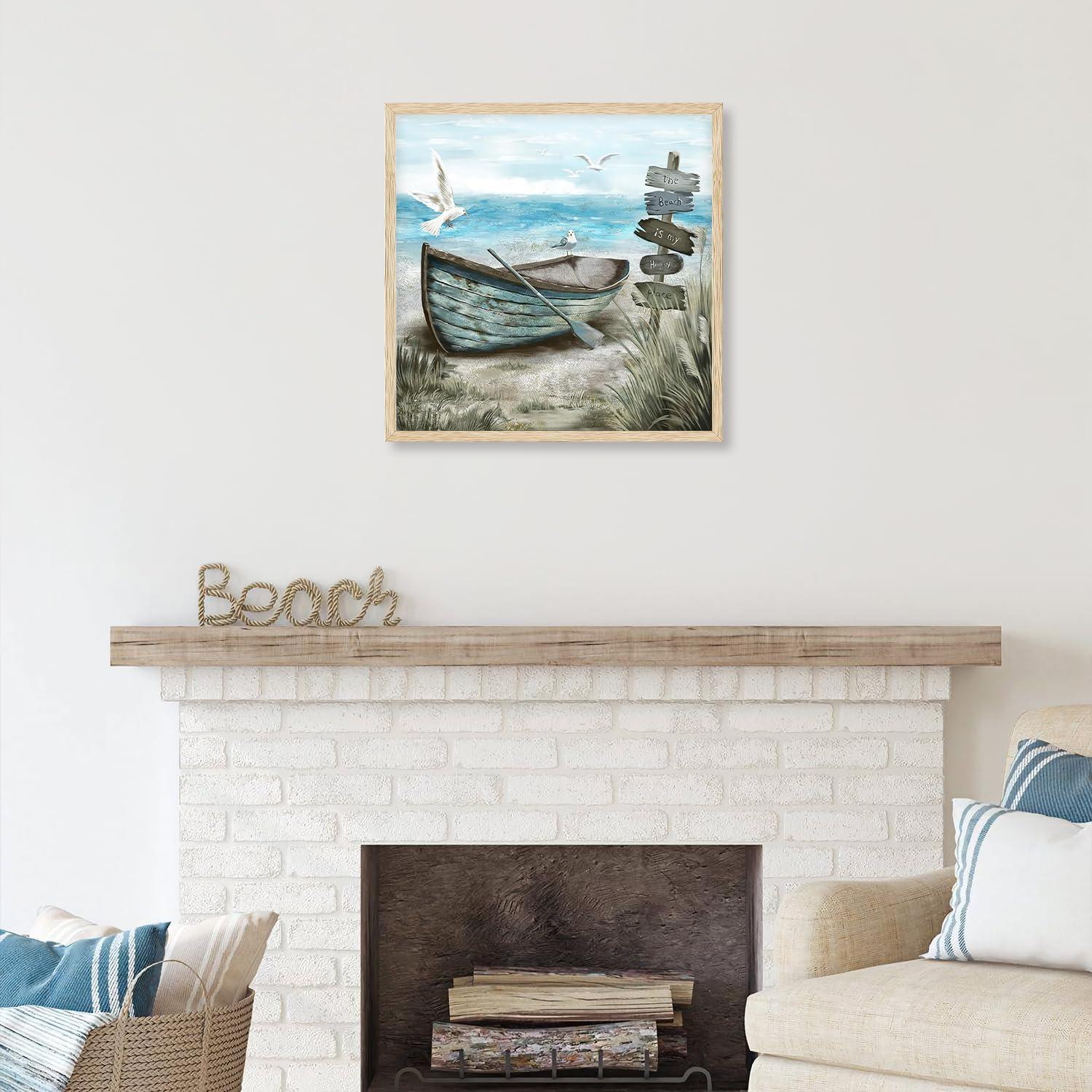 Strand Wanddekoration Poster Möwe Meer Boot Ozean Rustikales