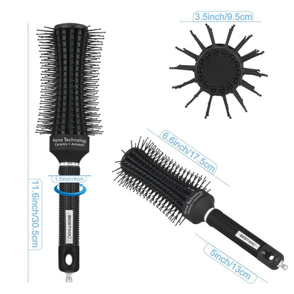BESTOOL Rundbürste Föhnen Haarbürste flexibel Nylonstiften für Damen Herren