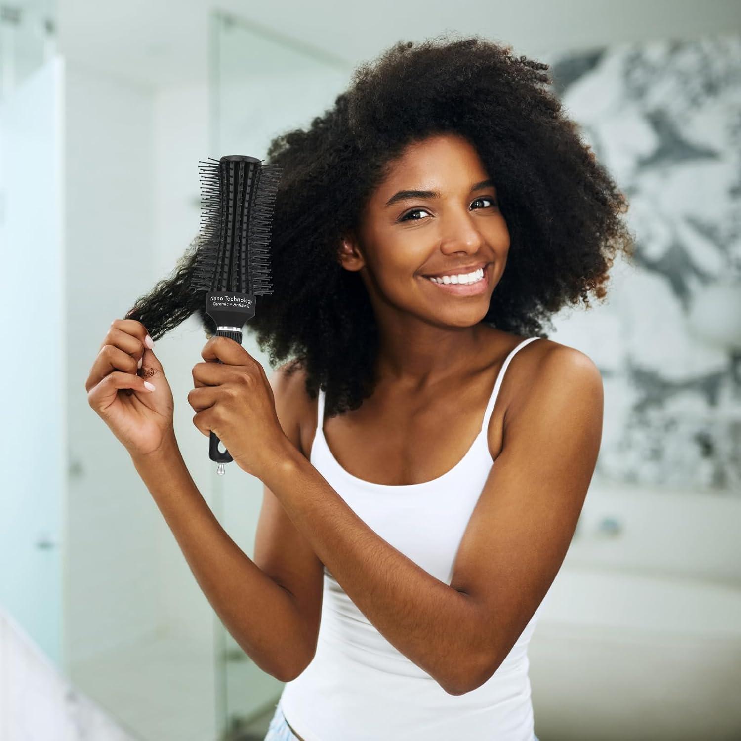 Runde Haarbürste Nylonstifte, für Föhnen, Locken und Glanz