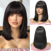 Schwarze Kurzhaarperücke mit Pony für Damen Cosplay Party Hairpiece