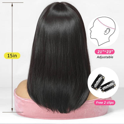Schwarze Kurzhaarperücke mit Pony für Cosplay und täglichen Gebrauch