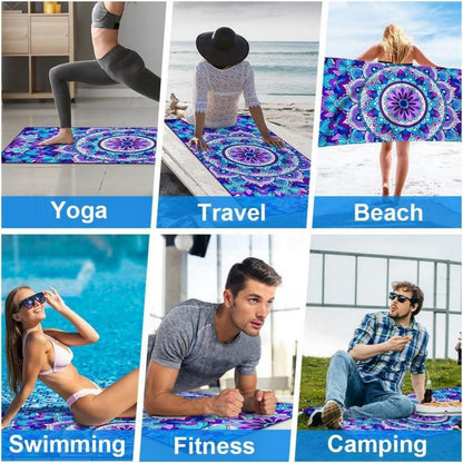 Microfiber Oversized Lightweight Beach Towel 180x80cm Purple Mandala