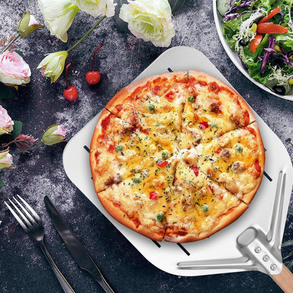 Pizzaschieber Aluminium 40x30cm 12 Zoll Pizzaschaufel mit Holzgriff