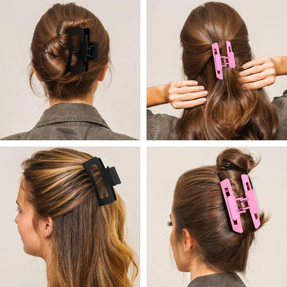 Haarklammern Quadratisch 8,5cm 2er Set Matt Rutschfest Bananen Clips