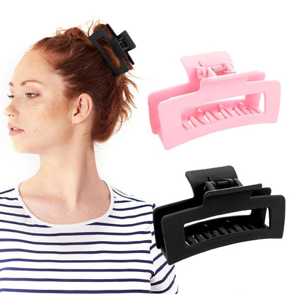 Haarklammern Quadratisch 2 Stück 8.5 cm Matt Schwarz Rosa