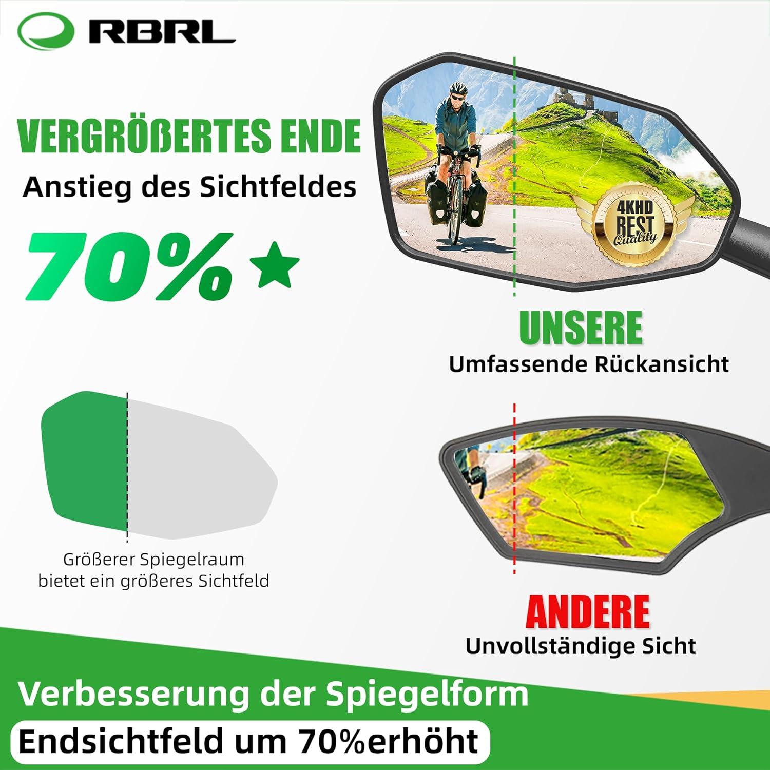 Fahrradspiegel für E-Bike 360° verstellbar robust & großflächig