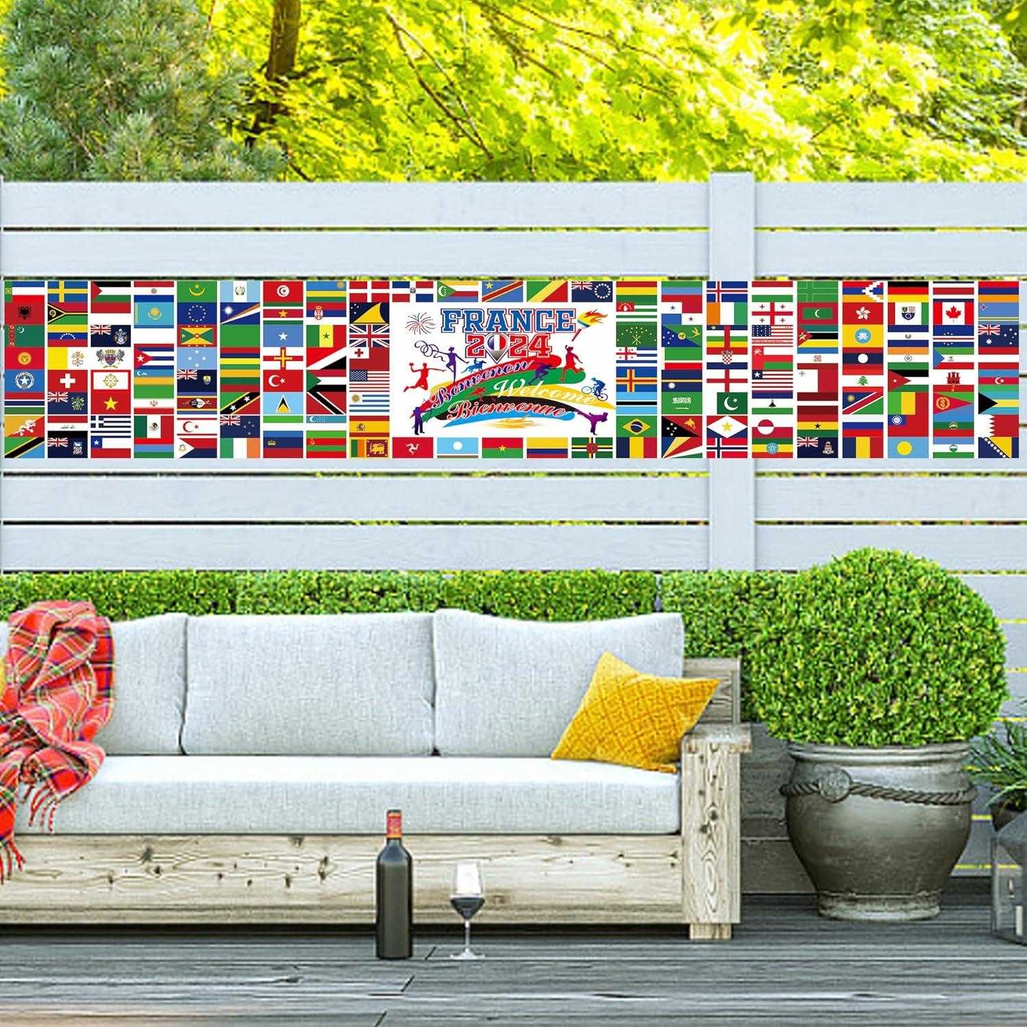 AFYHH 2024 Frankreich Paris Banner Dekoration Welt Land Flagge für Spiele 270 x 40 cm