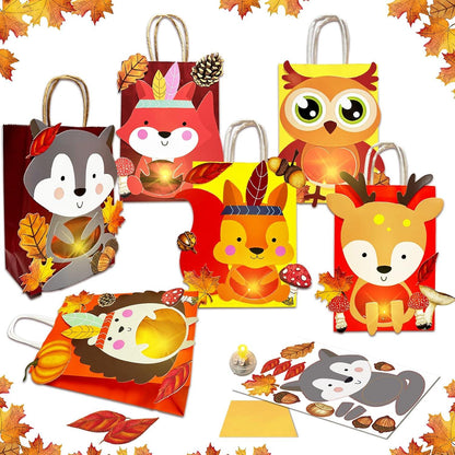 Herbst Bastelset Kinder 6 Laternen LED Papierlaternen Fuchs Igel Eule