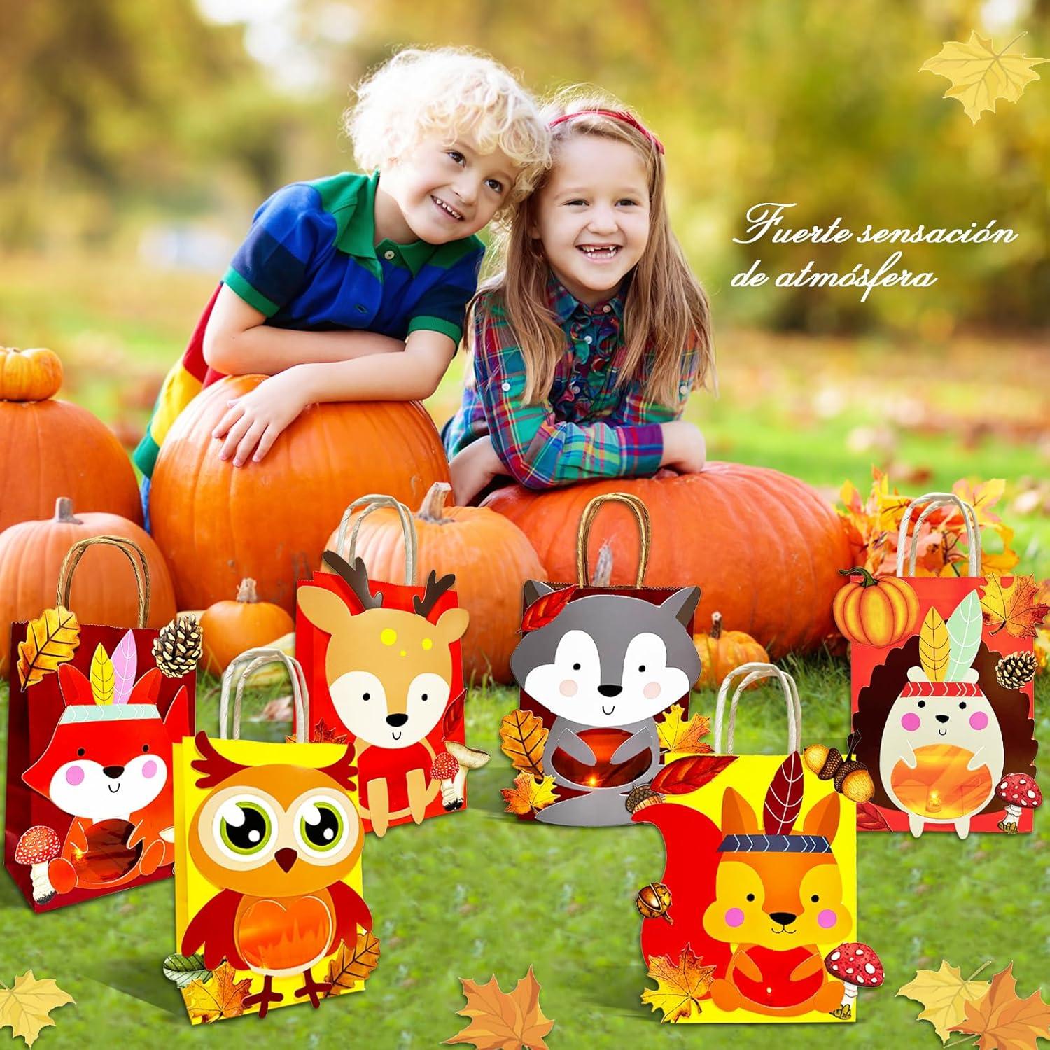 Herbst Laternen Bastelset für Kinder, 6 Papierlaternen mit LED