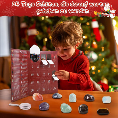 Adventskalender 2024 Kinder mit 24 Kristall Edelstein