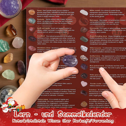 Adventskalender 2024 Kinder mit 24 Kristall Edelstein