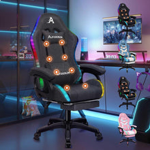 Gaming-Stuhl mit RGB-Beleuchtung, 8-Punkt-Massage, Grau