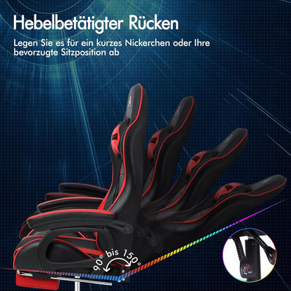 Racing Gaming-Stuhl Massage Ergonomischer Gamer-Stuhl Kopfstütze Fußstütze