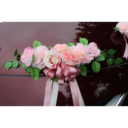 Hochzeits Auto Deko Rosen Girlande - Romantische Blumen Dekoration