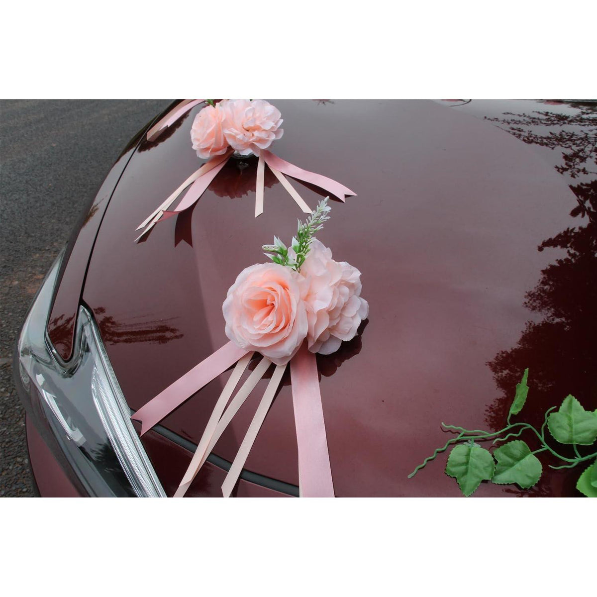 Hochzeits Auto Deko Rosen Girlande - Romantische Blumen Dekoration