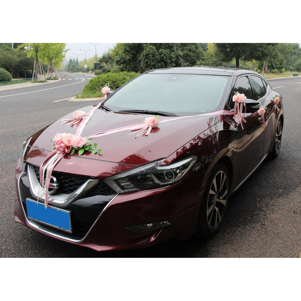 Hochzeits Auto Deko Rosen Girlande - Romantische Blumen Dekoration