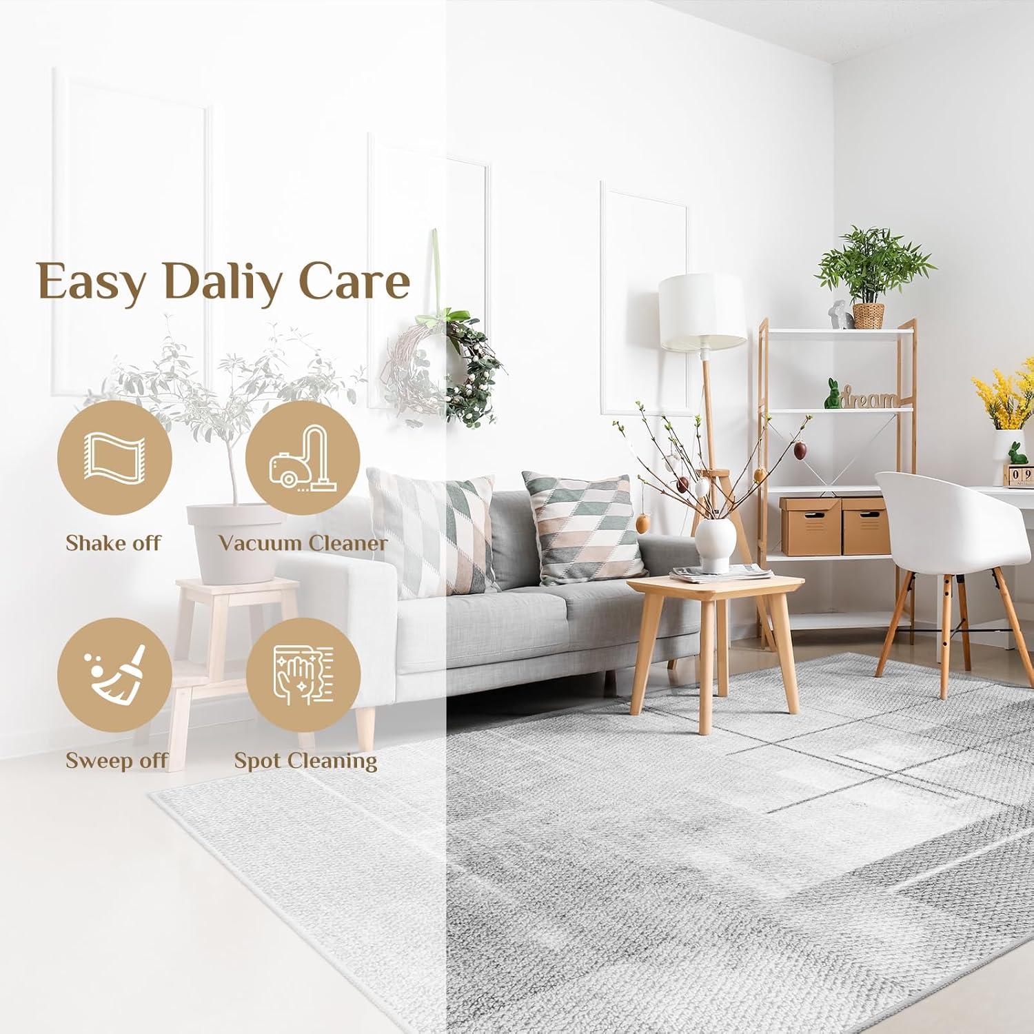 Moderne Teppich 120x170 Anti-Rutsch Kurzflor Wohnzimmer Esszimmer weich
