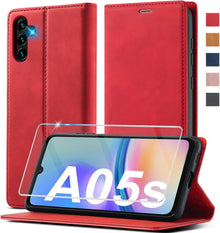 Handyhülle Samsung Galaxy A05S Leder Flip Wallet Klapphülle Rot