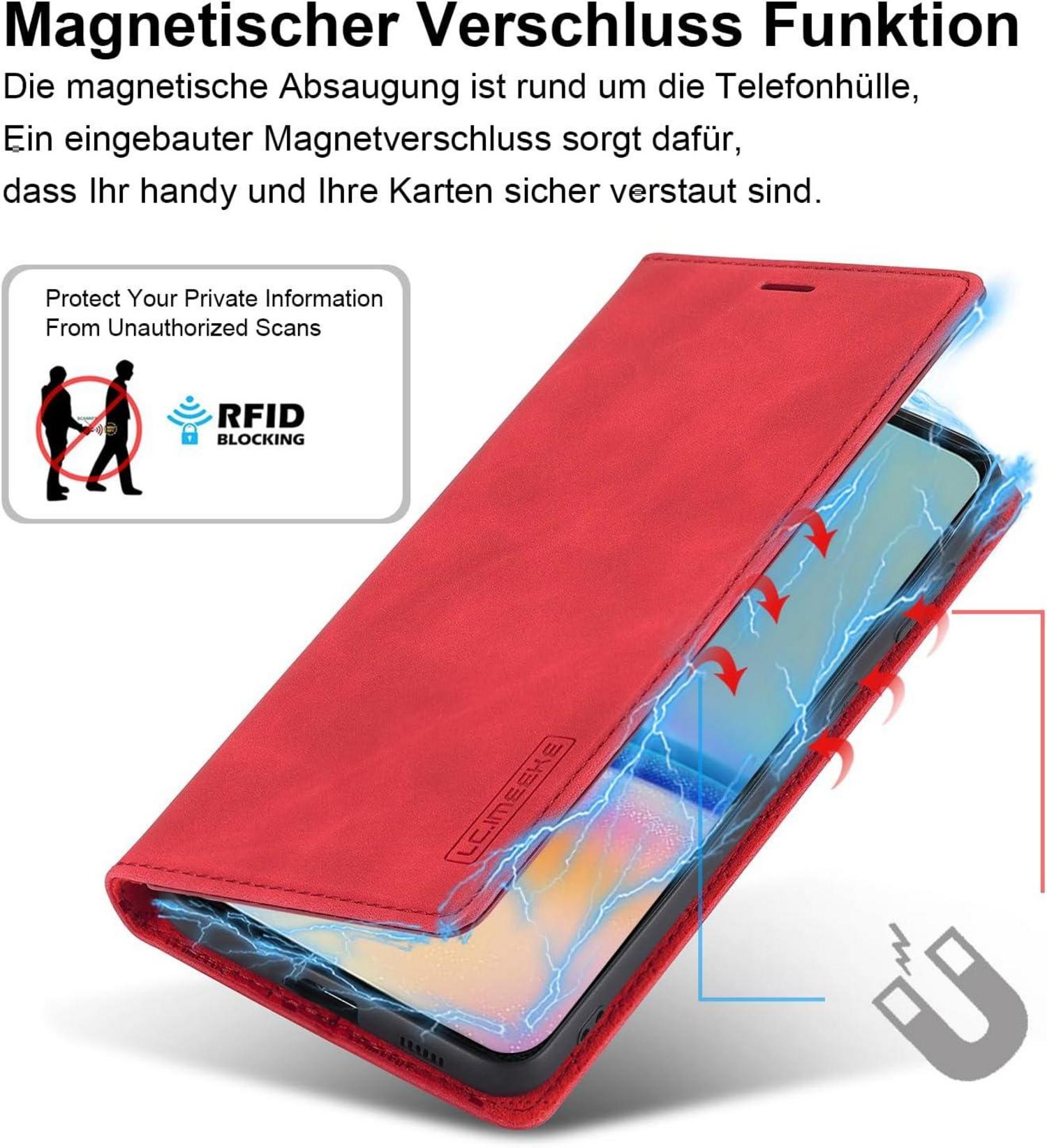Handyhülle Samsung Galaxy A05S Leder Klapphülle Wallet Cover Rot
