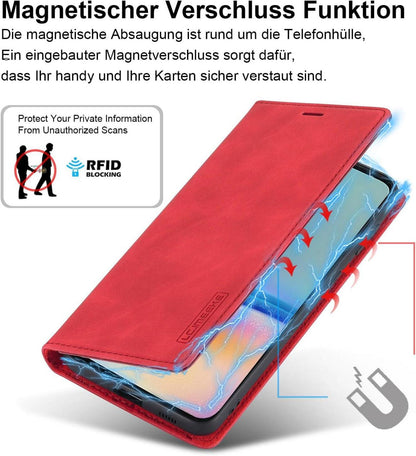 Handyhülle Samsung Galaxy A05S Leder Klapphülle Wallet Cover Rot