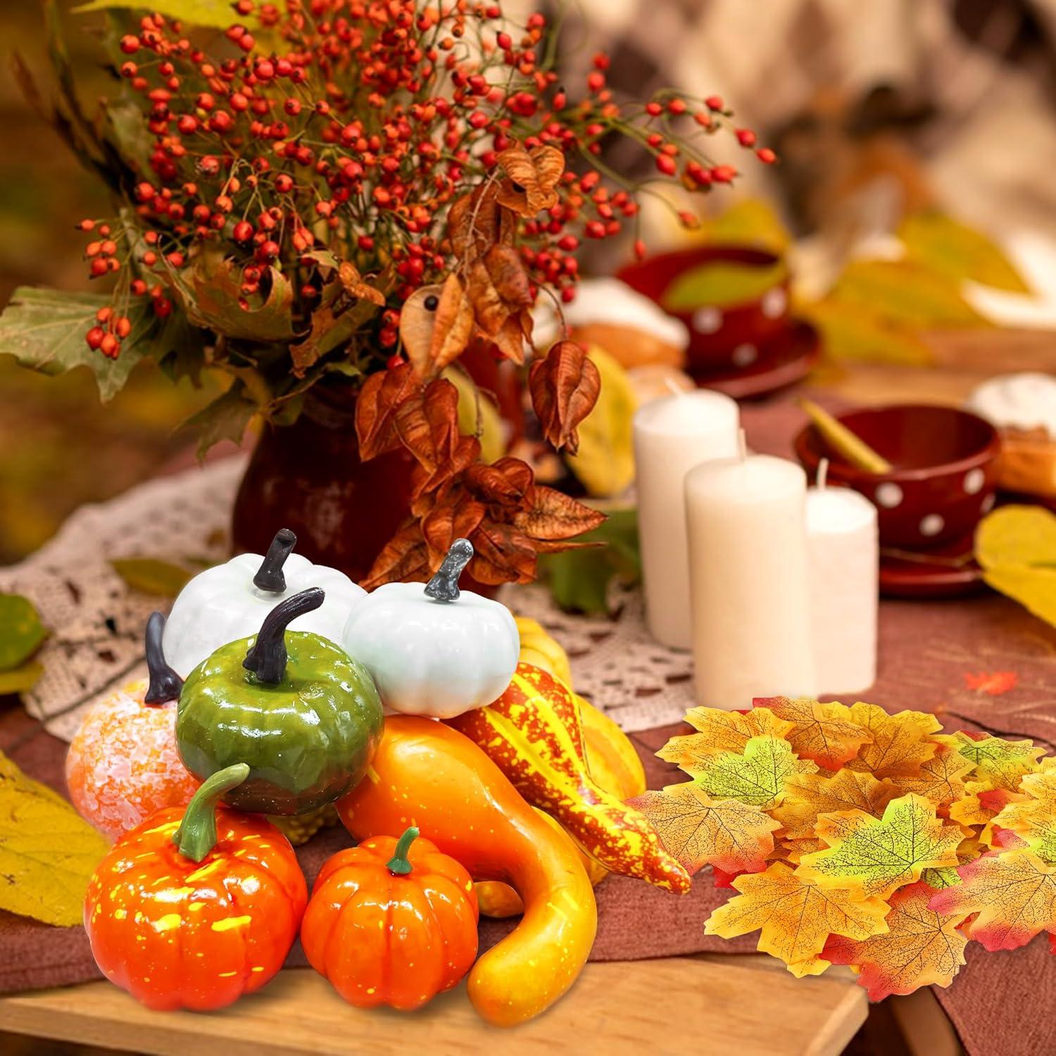 Herbstdeko 170tlg Kürbis Ahornblätter Eicheln Streudeko Thanksgiving