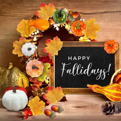 Künstliche Halloween Herbstdeko Kürbis Ahornblätter Eichel Set 170 Stück