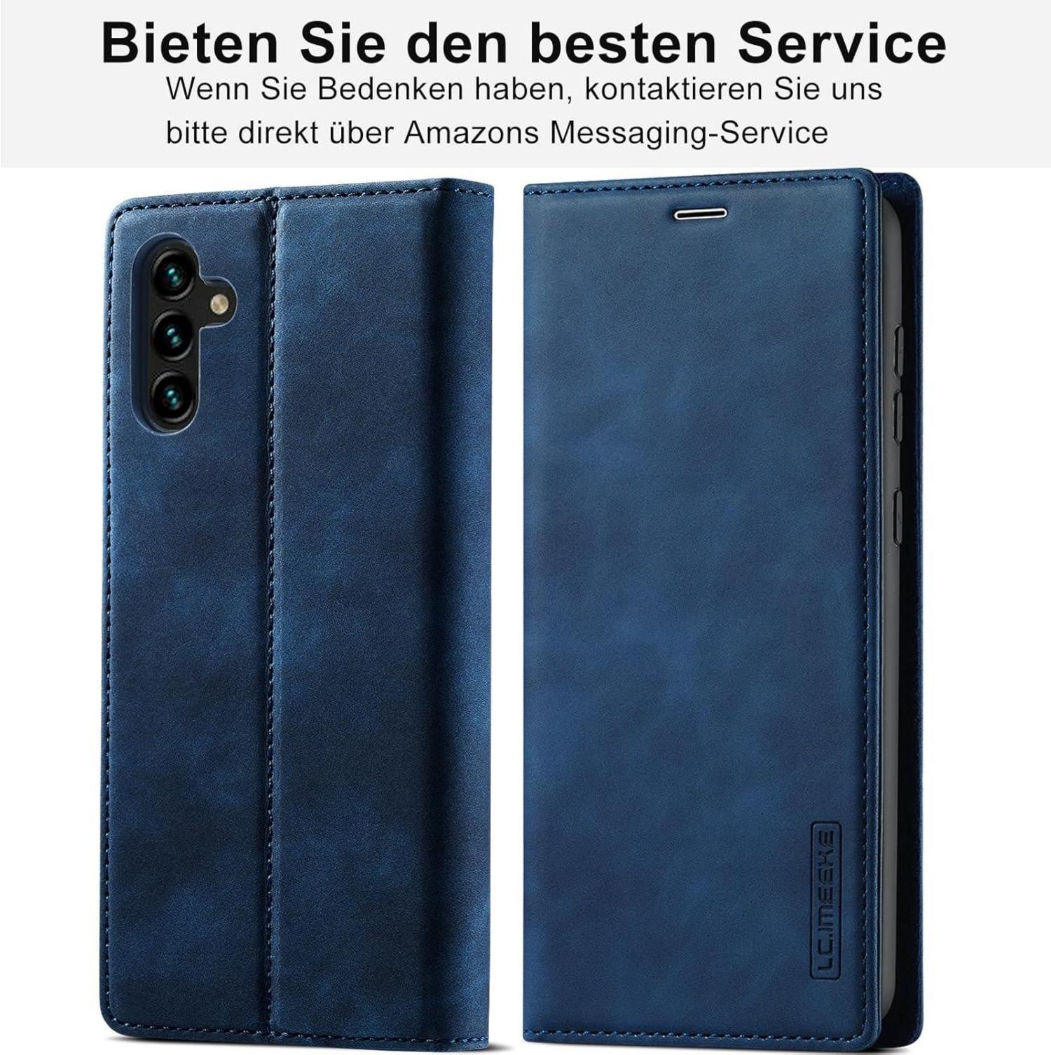 Samsung Galaxy A05S Handyhülle Leder Flip Wallet Schutzhülle Blau