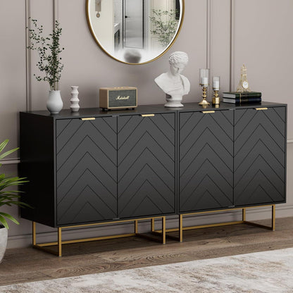Sideboard 2er Set Schwarz – 160x40x77,5cm, Buffet & Co.